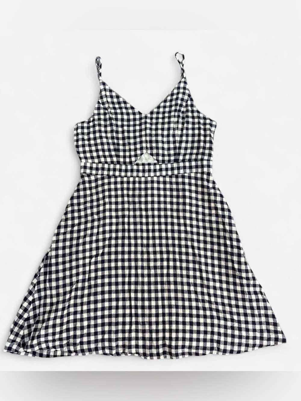Altar'd State Black White Gingham Keyhole V-Neck Cotton A-Line Sundress Size M